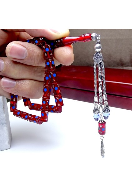 Gümüş İşlemeli Kesme Model Kehribar Tesbih