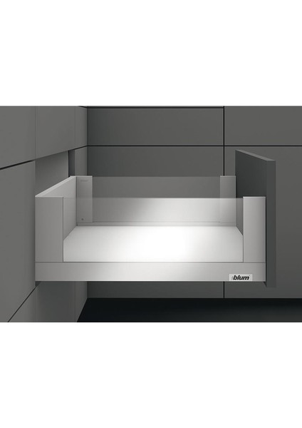 Legrabox Free C Yüksek Camlı Yanaklı 45 Cm. Frenli Blumotion Orion Gri Antrasit Çekmece Rayı