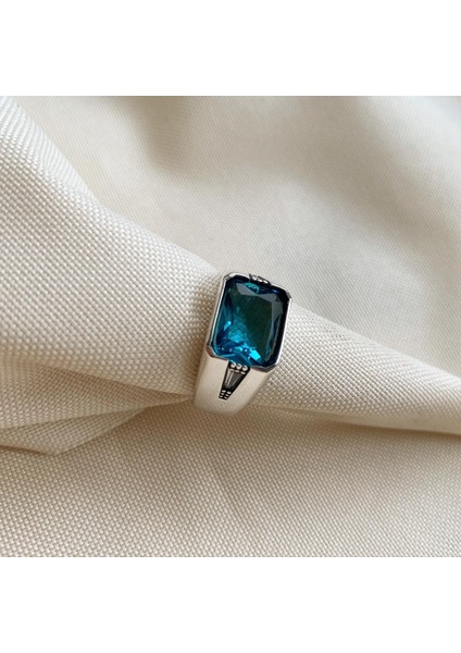 Mavi Taşlı 925 Ayar Gümüş Erkek Yüzük fiyatları