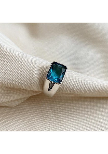 Mavi Taşlı 925 Ayar Gümüş Erkek Yüzük modelleri