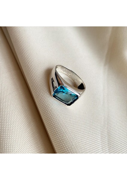 Mavi Taşlı 925 Ayar Gümüş Erkek Yüzük fırsatları