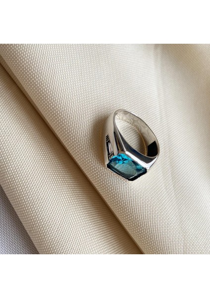 Mavi Taşlı 925 Ayar Gümüş Erkek Yüzük indirimleri