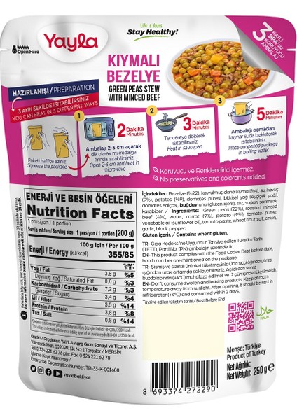 Yemek Hazır Kıymalı Bezelye 250 gr