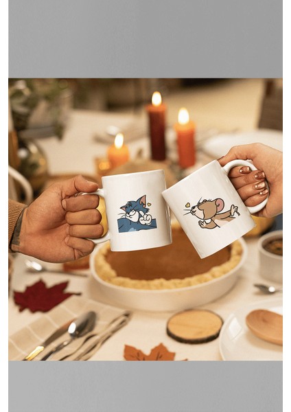 Tom ve Jerry Kalp Sevgili/çift/arkadaş 2'li Kupa Bardak Seti