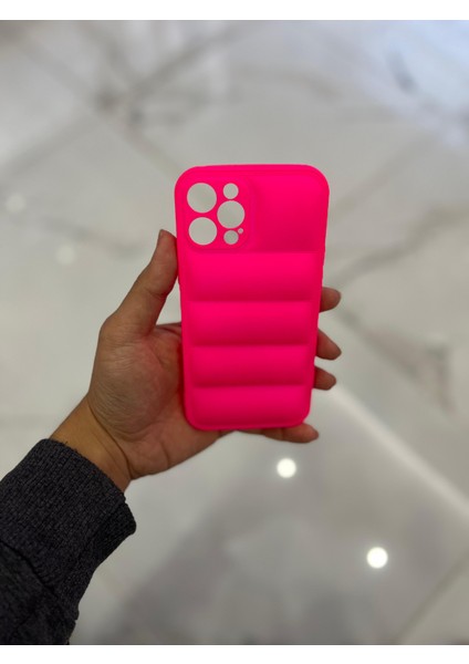 Apple iPhone 12 Pro Max Uyumlu Şişme Puffer Silikon Kılıf Şeker Pembe modelleri