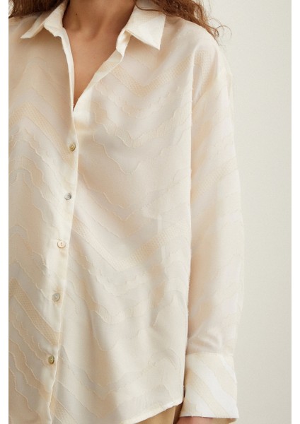 Viskon Flamlı Gömlek Krem modelleri