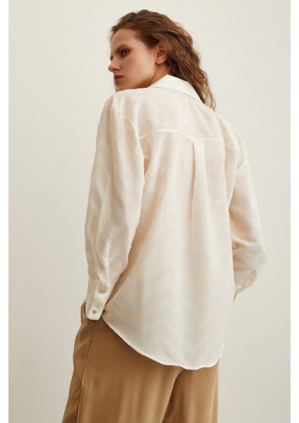 Viskon Flamlı Gömlek Krem fırsatları