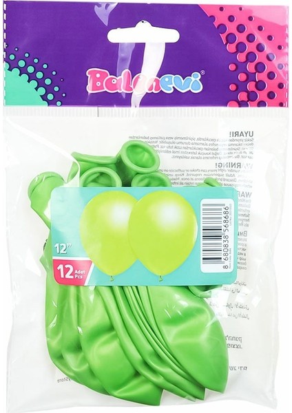 Metalik Açık Yeşil Balon 12 Inç 12LI - Yubi Oyuncak