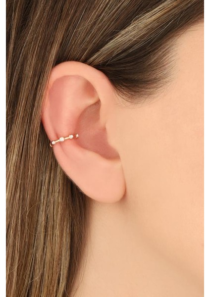 Seyrek Taşlı Gümüş Kıkırdak Küpe