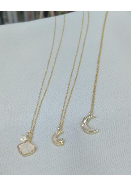 Sedef Taşlı Ay Gümüş Kolye fiyatları