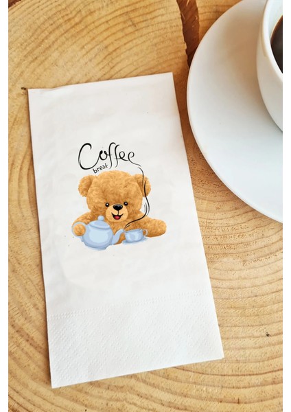 Teddy Bear Ayıcıklı Kahve Coffee Sunum Peçetesi 50 Adet