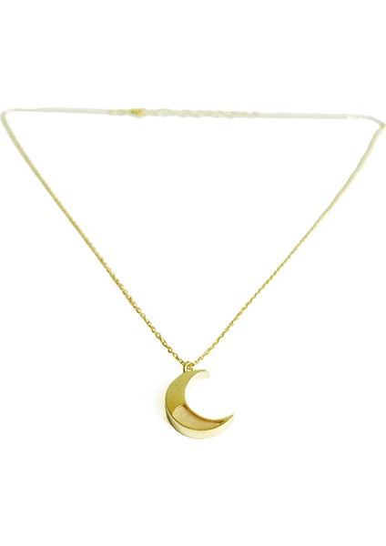 Sedef Taşlı Ay Gümüş Kolye modelleri