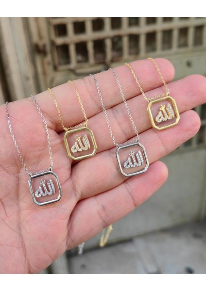 Arapça Cam Üzerine Allah Yazılı Gümüş Kolye fiyatları