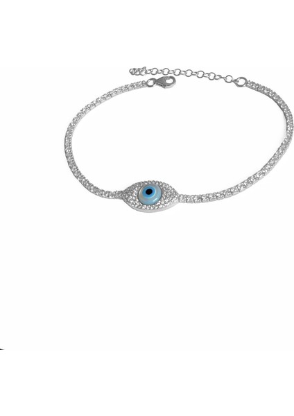 2 mm Suyolu Zincirli Opal Göz Gümüş Bileklik