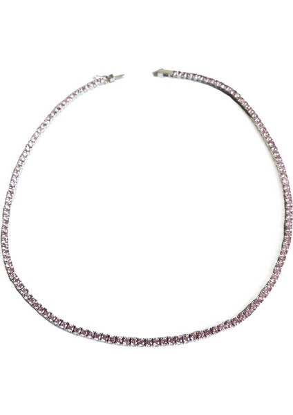 Pembe Taşlı 3 mm Suyolu Gümüş Kolye modelleri