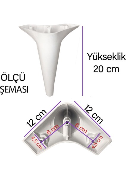 Zelve 20 cm Beyaz Lüx Mobilya Kanepe Sehpa Ünite Koltuk Ayağı Baza Ayak modelleri