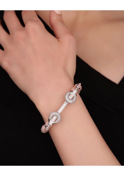 Doğal Taşlı Renkli Streç Gümüş Bileklik