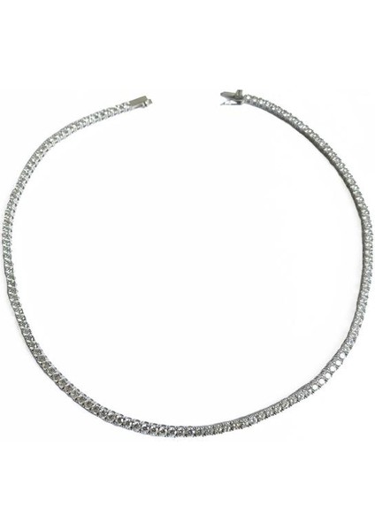 Beyaz Taşlı 3 mm Suyolu Gümüş Kolye modelleri