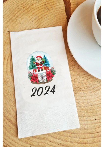 Noel Baba 2024 Yeni Yıl Baskı Peçete Sunum Peçetesi 015 50 Adet