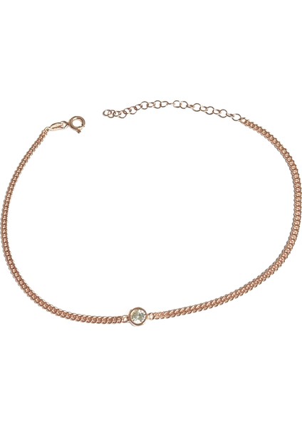 Gurmet Zincirli Tek Taşlı Gümüş Halhal - Gold fiyatları