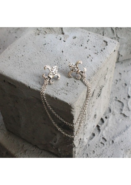 Fleur De Lis Figürlü Gömlek Yaka Iğnesi