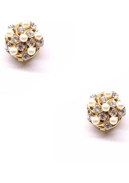 Beyaz Inci Figürlü Geçmeli Kol Düğmesi