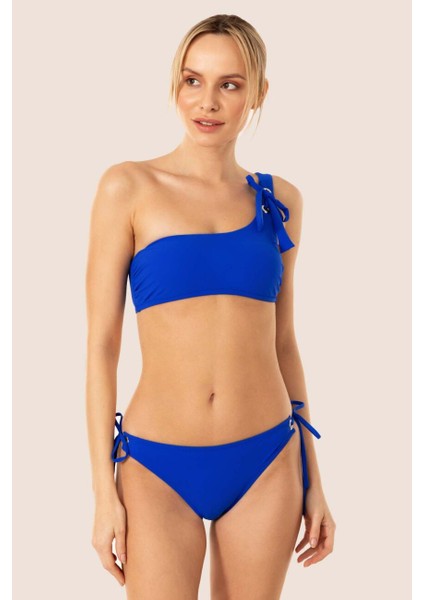 3405 Saks Tek Omuz Bikini Takımı