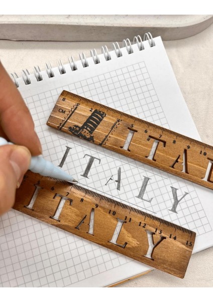 Italy Desenli Vintage Mini Ahşap Cetvel Yer Imi modelleri