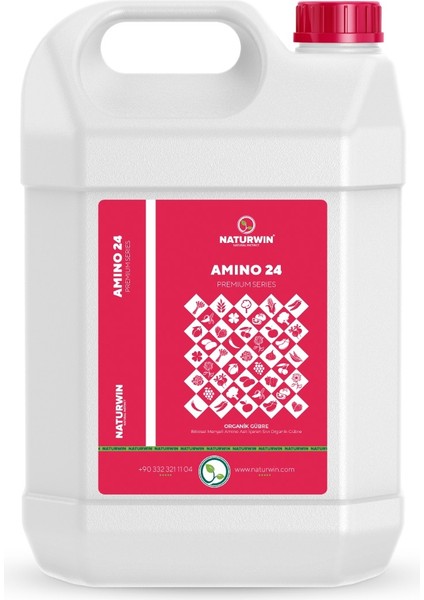 Amino 24 (Sıvı Aminoasit) Bitki Besini Organik Gübre 5 Lt