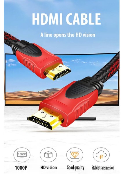 1.5 Metre Ip Örgülü Full Hd 3D 4K Uyumlu Tv Televizyon Bilgisayar Xbox Hd Kablosu