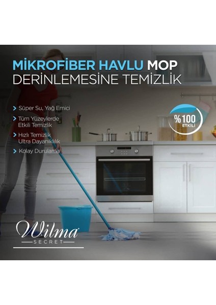 Ultra Lüks Mikrofiber Mop Ucu - Vileda Mop Ucu 2 Adet Mavi