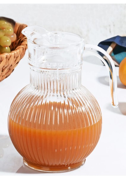 Cam Tombul Çizgili Cam Sürahi 1,9 Litre