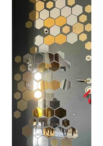 Dekoratif Pleksi Ayna Bal Peteği 17 x16 10 Adet