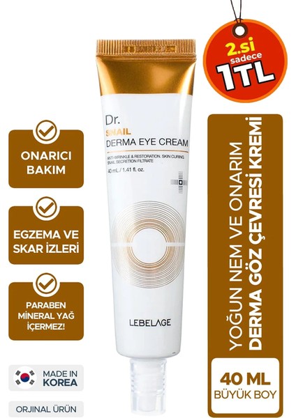 Salyangoz Özlü Nemlendirici Göz Kremi - Dr. Snail Derma Eye Cream 40 ml