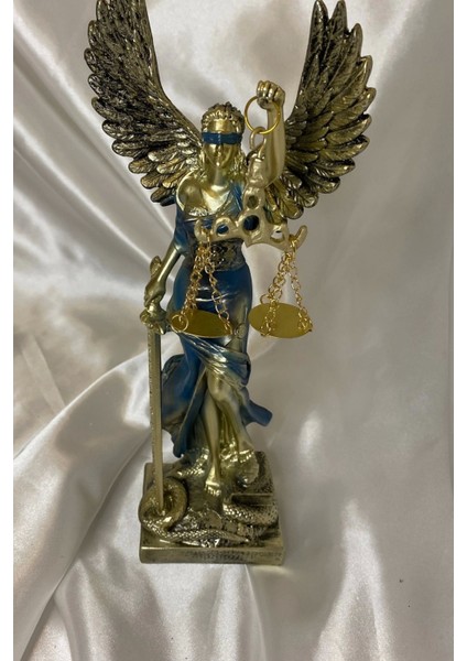 Avukat Adalet Kadın Heykeli Themis Terazi Kanatlı Gold Mavi fiyatları