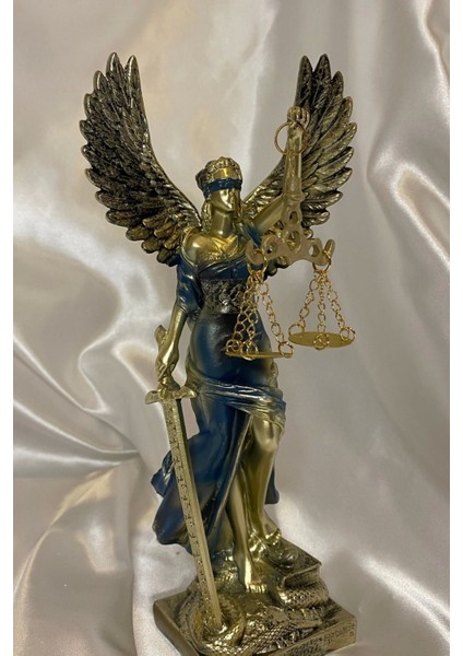 Avukat Adalet Kadın Heykeli Themis Terazi Kanatlı Gold Mavi fırsatları