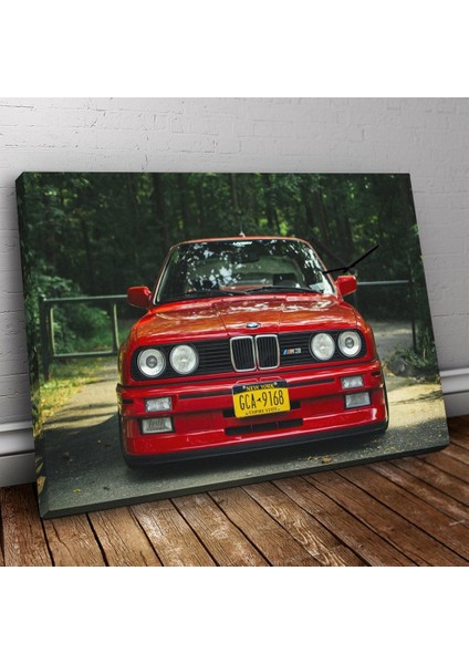 Bmw E30 Kırmızı Araba Resimli Kanvas Tablo