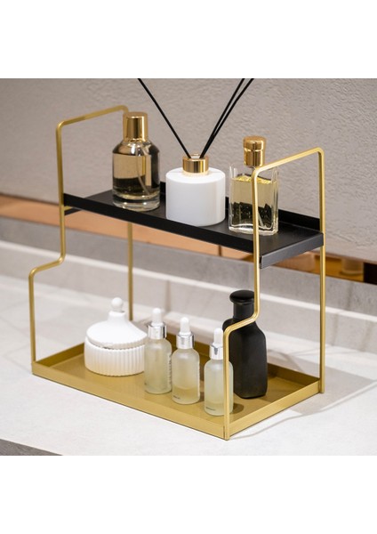 Siyah & Gold Metal 2 Katlı Organizer - Çok Amaçlı Düzenleyici - Ladder fırsatları