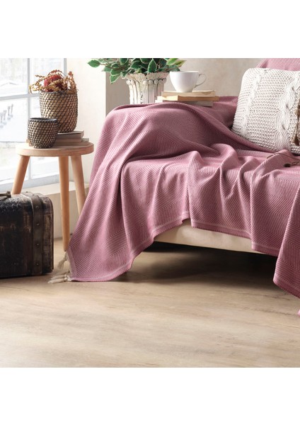Pamuklu Dekoratif Koltuk Kanepe Çekyat Örtüsü 170X230 Boyutlu Optimal Kaymaz Tasarım-Erguvan