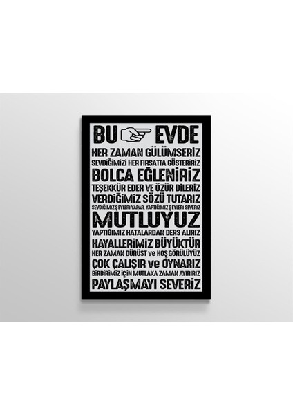 Ev ve Aile Kuralları Yazılı Kanvas Tablo