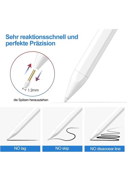 M.tk moveteck Ipad Air 4 Air 5 Nesil Uyumlu Pencil Stylus Palm Rejection Eğim Özellikli Çizim Kalemi Yazı Not Avuç Red