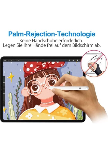 M.tk moveteck Ipad Air 4 Air 5 Nesil Uyumlu Pencil Stylus Palm Rejection Eğim Özellikli Çizim Kalemi Yazı Not Avuç Red