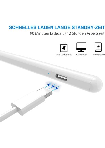 M.tk moveteck Ipad Air 4 Air 5 Nesil Uyumlu Pencil Stylus Palm Rejection Eğim Özellikli Çizim Kalemi Yazı Not Avuç Red