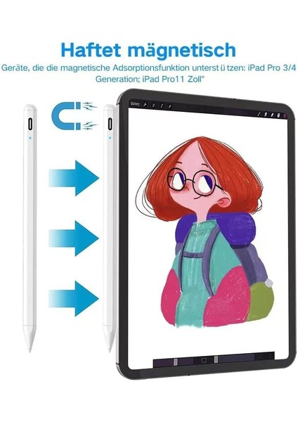 M.tk moveteck Ipad Air 4 Air 5 Nesil Uyumlu Pencil Stylus Palm Rejection Eğim Özellikli Çizim Kalemi Yazı Not Avuç Red