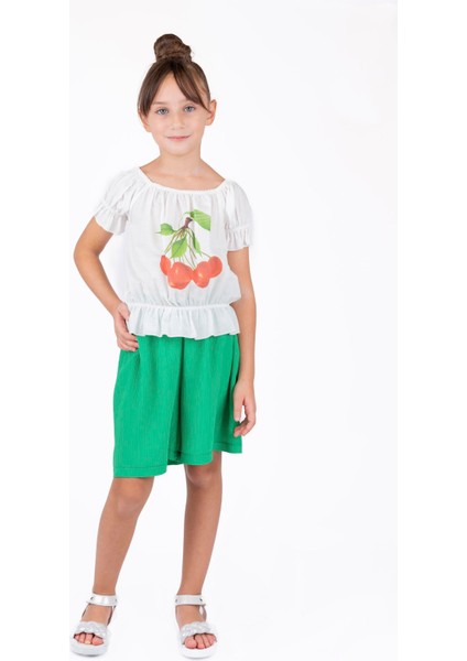 Kız Çocuk Beli Lastikli Şort