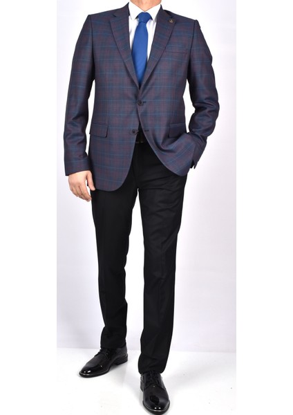 RGS-66422066 Altınyıldız Ekose Ceket/lacivert-Bordo/52 Beden - 6 Drop