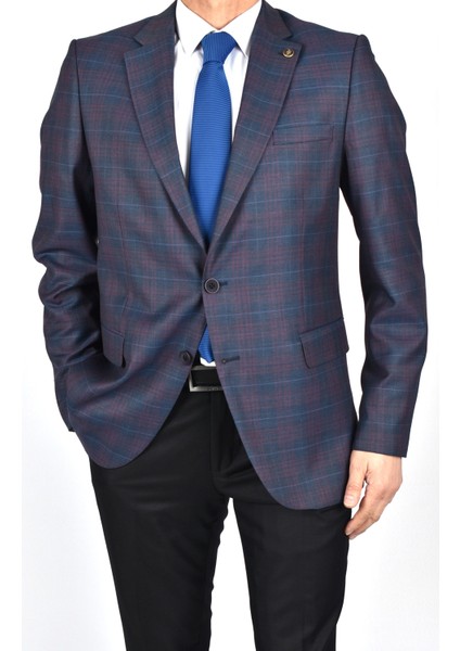 RGS-66422066 Altınyıldız Ekose Ceket/lacivert-Bordo/52 Beden - 6 Drop modelleri