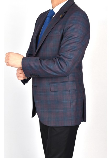 RGS-66422066 Altınyıldız Ekose Ceket/lacivert-Bordo/52 Beden - 6 Drop indirimleri
