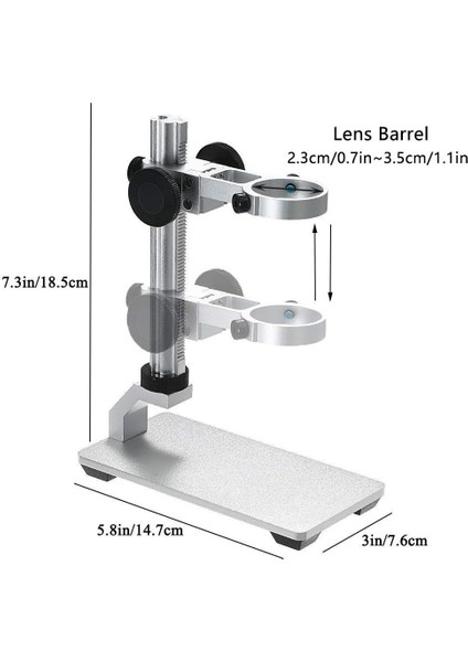 Bysameyee USB Mikroskop, Kaldırılabilir Yükseltilmiş Metal Stand