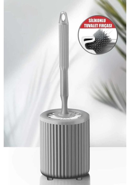 Yuvarlak Silikon Tuvalet Fırçalık, Klozet Banyo Pratik Silikon Wc Temizlik Fırçası Gri fiyatları